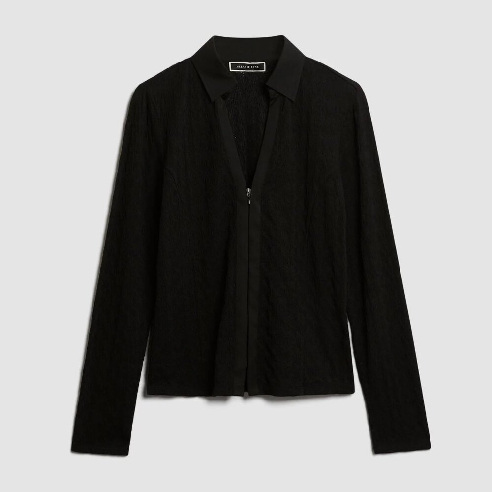 Melanie Lyne Jacquard Zip Front Top - NWOT